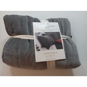 Standard Channel Stitch Velvet Quilt Sham Charcoal - Threshold: Cotton